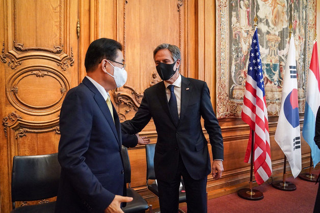 정의용 외교부 장관(왼쪽)과 토니 블링컨 미국 국무장관. (외교부 제공)© 뉴스1