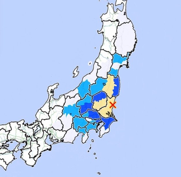 일본 도쿄도 인근에 있는 이바라키현에서 1일 오전 6시14분쯤 규모 5.2로 추정되는 지진이 발생했다. <출처: 일본 기상청> © 뉴스1