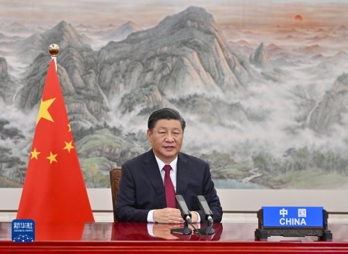 시진핑 중국 국가주석이 30일 G20 정상회의에 영상 메시지를 보내고 있다 (중국 외교부 홈페이지 갈무리).뉴스1