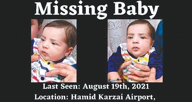 아프가니스탄 카불 공항에서 실종된 아기 소하일을 찾는 포스터. 트위터 캡쳐