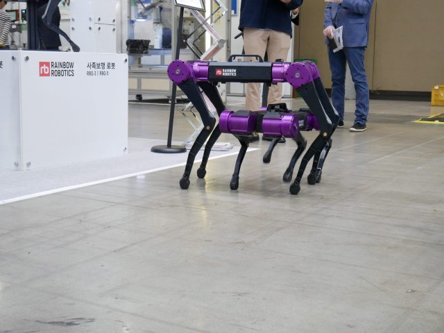 ‘2021 로보월드’에 선보인 레인보우로보틱스의 4족 로봇. 사진 레인보우로보틱스