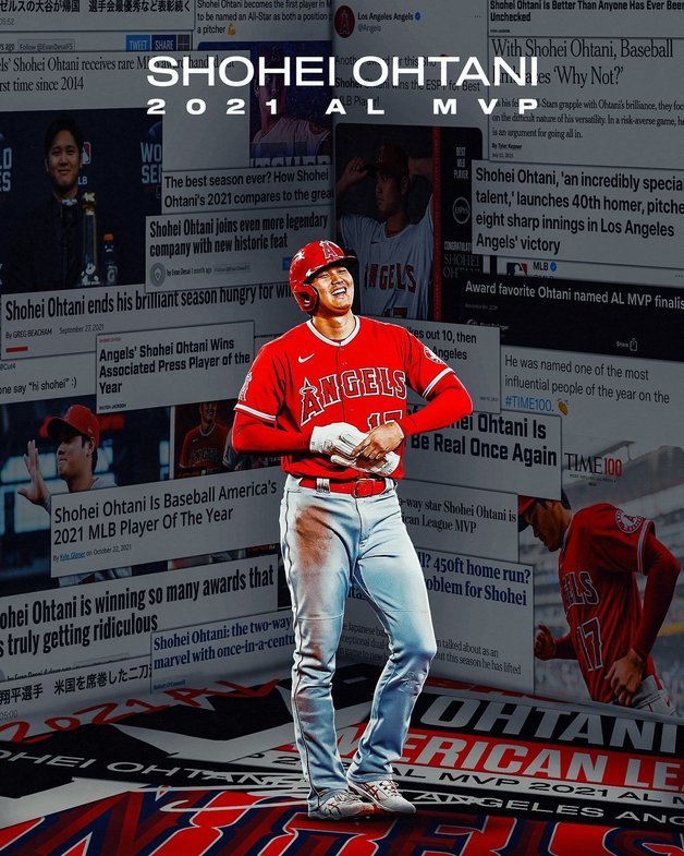 오타니 쇼헤이가 아메리칸리그 MVP를 수상했다.(MLB SNS 캡처) © 뉴스1