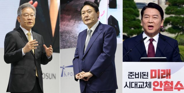 왼쪽부터 이재명·윤석열·안철수 대선 후보. 사진공동취재단