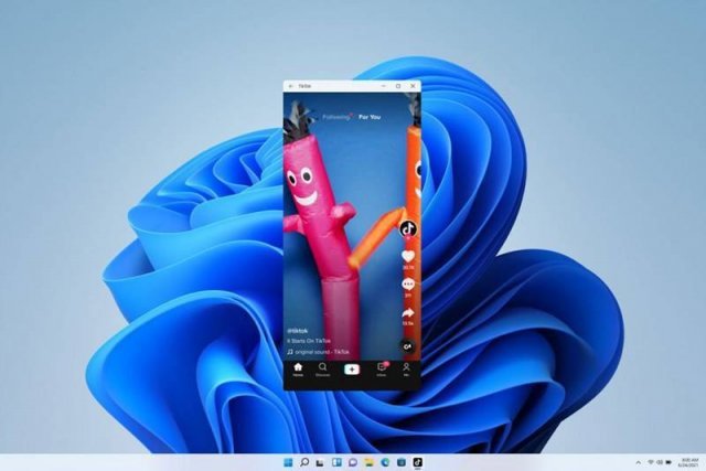 인텔 브릿지 기술을 활용해 윈도우 11에서 안드로이드 앱인 '틱톡'을 실행한 모습 출처=마이크로소프트