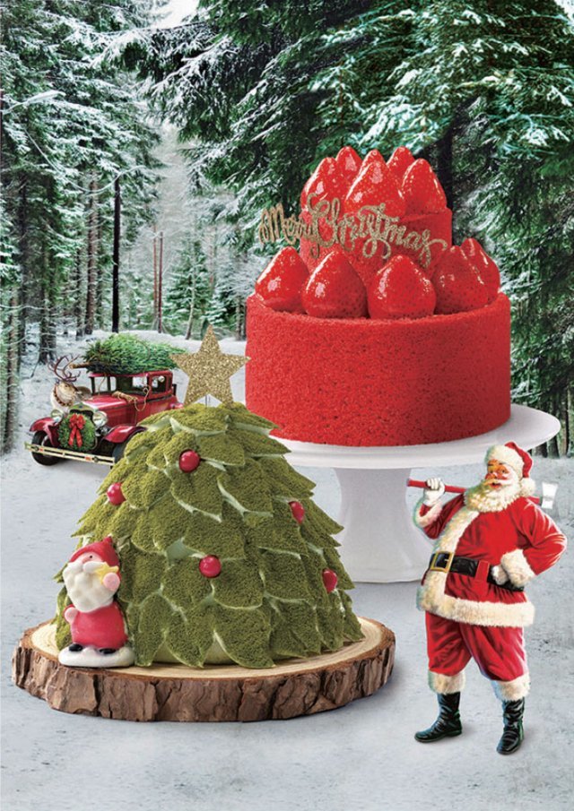 파리바게뜨 대표 크리스마스 케이크인 블레싱 레드베리 스페셜(위)과 ‘위싱 트리’(아래)