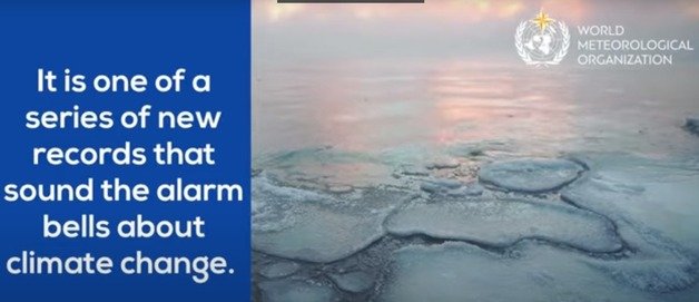 유엔 산하 세계기상기구(WMO)가 작년 북극권 기온이 최고치를 기록했다는 사실을 설명하고 있다. 2021.12.15/news1© 뉴스1(유튜브 갈무리)