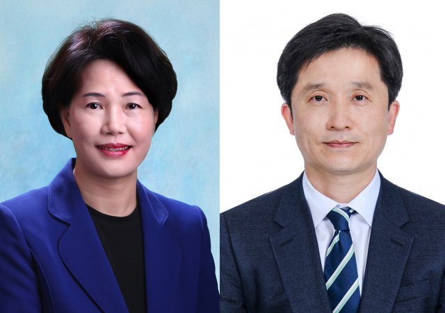 [서울=뉴시스] 청와대는 16일 문재인 대통령이 신임 기후환경비서관에 박미자(왼쪽) 환경부 4대강조사평가단장을, 통일정책비서관에 이상민 통일부 기획조정실장을 내정했다고 밝혔다. (사진=청와대 제공) 2021.12.16.