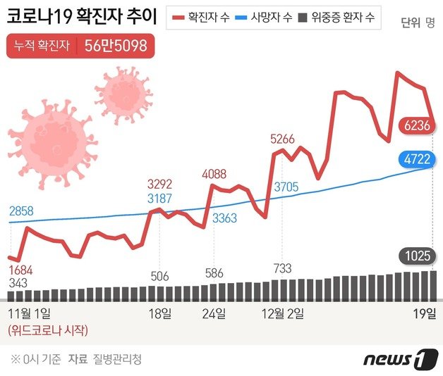 코로나19 확진자 추이 © News1