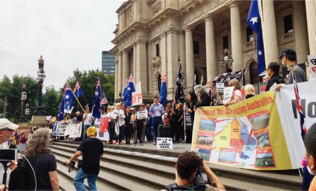중국 일대일로 정책에 반대하는 호주 시민들. [동아DB]
