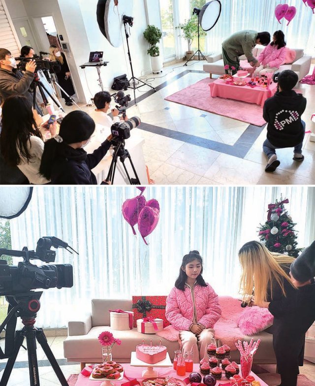 21일 서울 흑석동의 한 스튜디오에서 진행된 김도희 양의 화보 촬영 현장. 이날 촬영은 패션 전문 유튜버 ‘쩡대’가 함께했다.