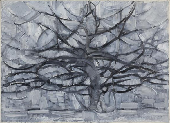 나무 목(木)자의 탄생 과정을 연상케 하는 추상화가 몬드리안의 그림 ‘회색 나무’