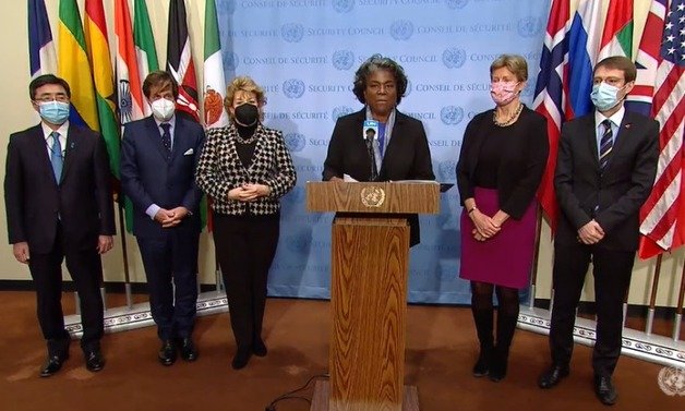 미국과 일본, 영국, 프랑스, 알바니아 등 6개국은 북한 미사일 발사와 관련해 소집된 유엔 안전보장이사회 긴급회의에 앞서 공동성명을 발표했다.(유엔 미국 대표부 홈페이지 갈무리) © 뉴스1