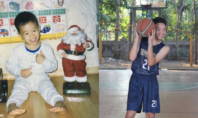 대성 씨의 어린 시절 모습들. 한글을 배우던 어린 시절(왼쪽)과 인도네시아 고교 농구부 시절. 윤대성 씨 제공