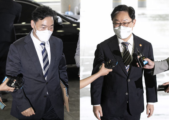 김오수 검찰총장(왼쪽)과 박범계 법무부 장관. 뉴스1