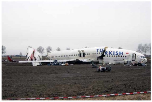 2009년 2월 25일 네덜란드 암스테르담 스키폴 공항에 착륙하기 직전 추락한 터키항공 1591편. 자료: 네덜란드안전위원회(The Dutch Safety Board)