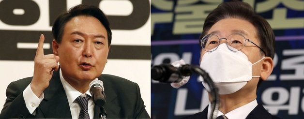 윤석열 국민의힘 대선 후보(왼쪽)와 이재명 더불어민주당 대선 후보© 뉴스1