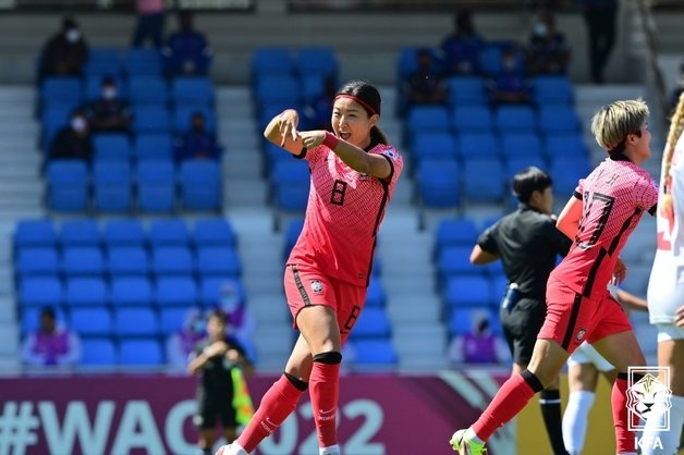 결승골을 터트린 한국 축구대표팀의 조소현(대한축구협회 제공) © 뉴스1