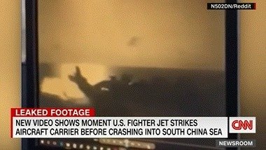F-35C 스텔스 전투기의 추락 장면을 담은 유출 영상. (CNN 갈무리) © 뉴스1