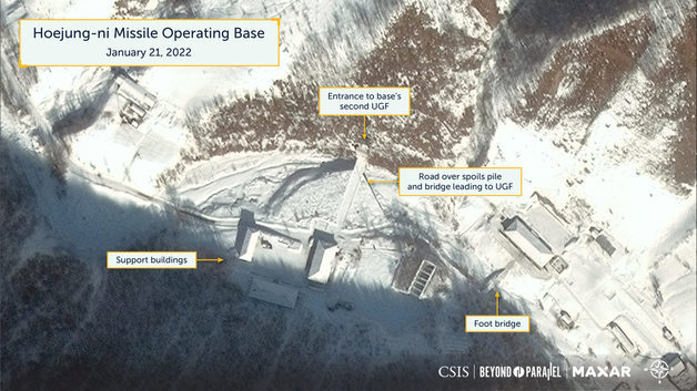 북한 자강도 회중리의 대륙간탄도미사일(ICBM) 기지 위성사진 (미 CSIS 비욘드패럴렐) © 뉴스1