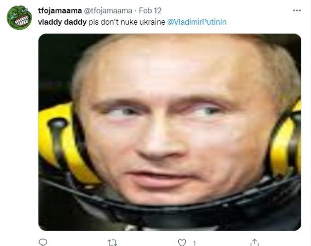 트위터 블라디미르 푸틴 대통령의 사진을 올리며 한 사용자가 전쟁을 멈춰달라고 호소하고 있다. 2022.02.15/news1© 뉴스1(트위터 갈무리)