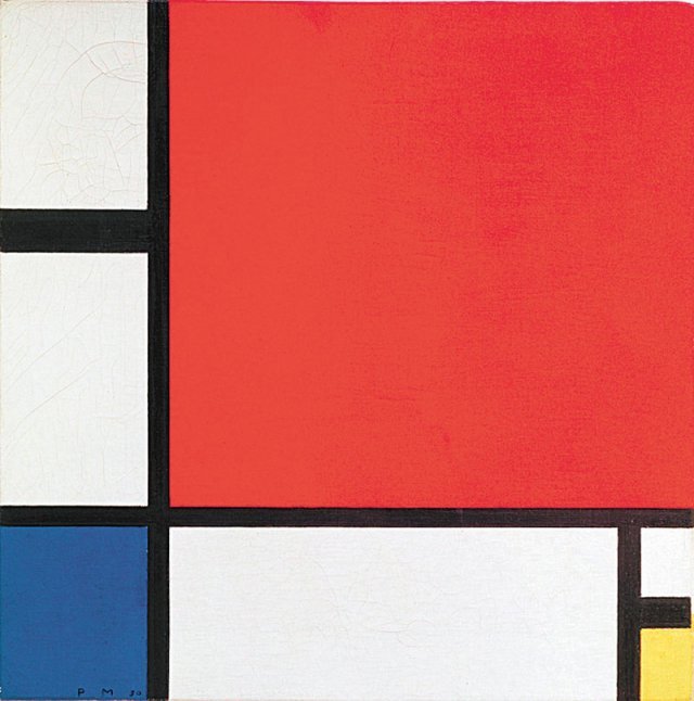 피에트 몬드리안 ‘빨강, 파랑, 노랑의 구성’, 1930년.