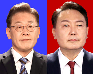 더불어민주당 이재명 대선 후보(왼쪽)와 국민의힘 윤석열 대선 후보.