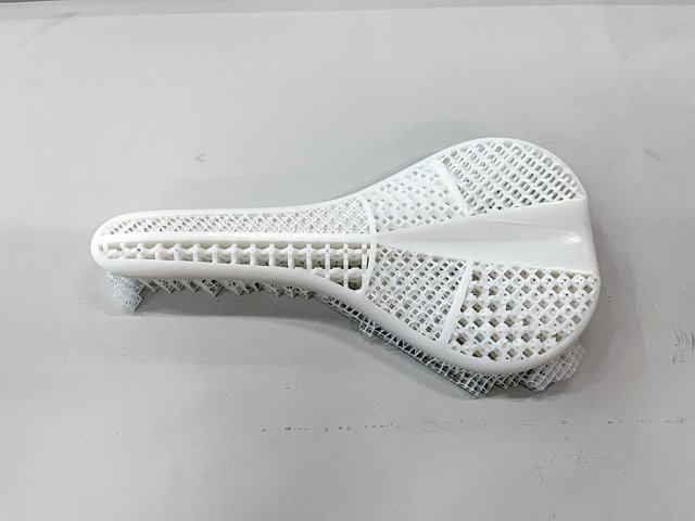 신체 구조 및 특성에 맞게 3D 프린팅으로 제작된 안장.