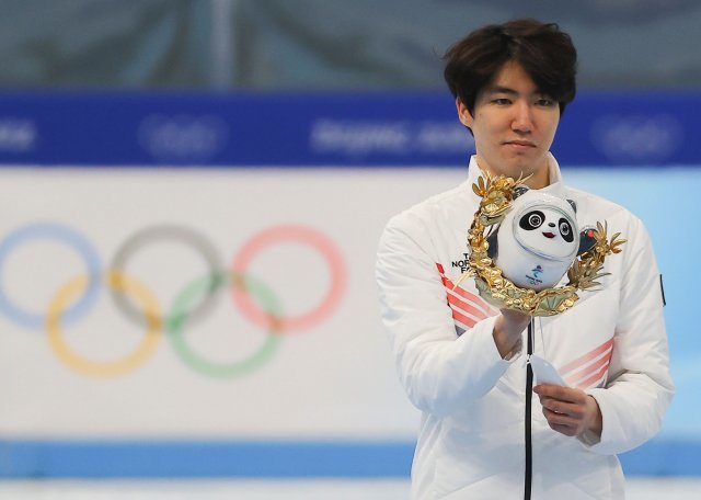 지난 12일 내셔널 스피드스케이팅 경기장에서 열린 2022 베이징 동계 올림픽 남자 500m경기에서 은메달을 딴 차민규 선수.  베이징=원대연 기자 yeon72@danga.com