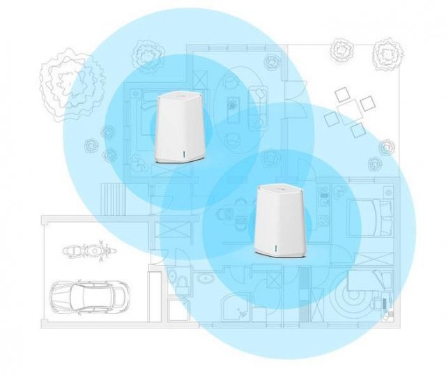 2대 이상의 AP를 조합해 와이파이 범위를 넓히는 메시(Mesh) 기술의 사례 (출처=넷기어)