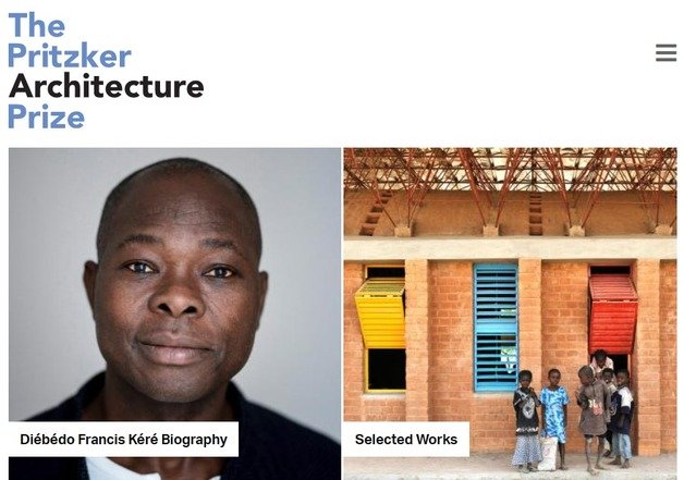 15일(현지시간) 아프리카 출신 프란시스 케레가 건축의 노벨상으로 불리는 프리츠커 상을 수상했다. © 뉴스1 (프리츠커 홈페이지 캡쳐 갈무리)