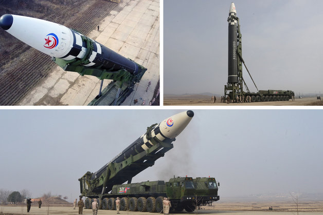 북한이 24일 신형 대륙간탄도미사일(ICBM) ‘화성-17’형‘을 시험발사했다. (평양 노동신문=뉴스1)