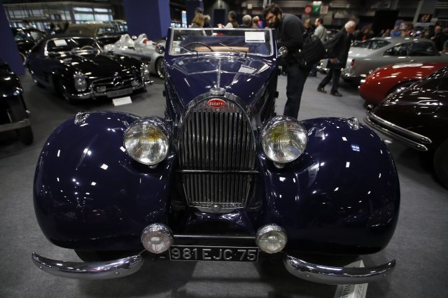 프랑스 파리에서 열린 ‘2019 레트로모빌 빈티지 자동차 엑스포’에 공개된 1938년형 ‘부가티 57C 카브리올레 강글로프’ 모델. / AP 뉴시스 / 2019.2