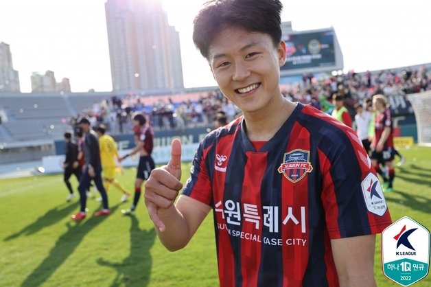 수원FC의 이승우. 한국프로축구연맹 제공