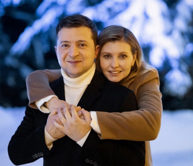 볼로디미르 젤렌스키 우크라이나 대통령과 부인 올레나 여사(오른쪽). 올레나 여사 페이스북