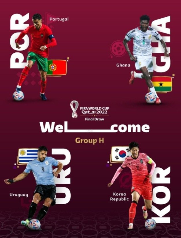 2022 국제축구연맹(FIFA) 카타르 월드컵 H조.(FIFA 인스타그램 캡처) © 뉴스1