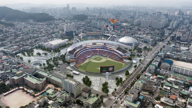 대전 새 야구장인 베이스볼 드림파크 조감도. 한밭종합운동장이 철거될 경우 대체 시설이 부족하다는 주장이 지역 사회에서 제기되고 있다. 대전시