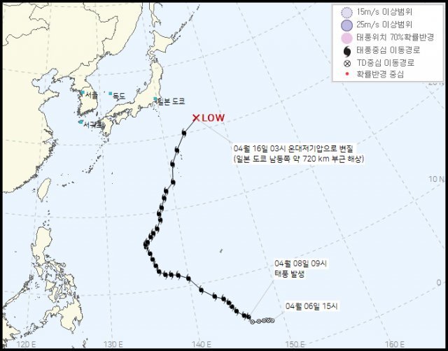 2022년 제1호 태풍 ‘말라카스’의 이동 경로. 자료: 기상청