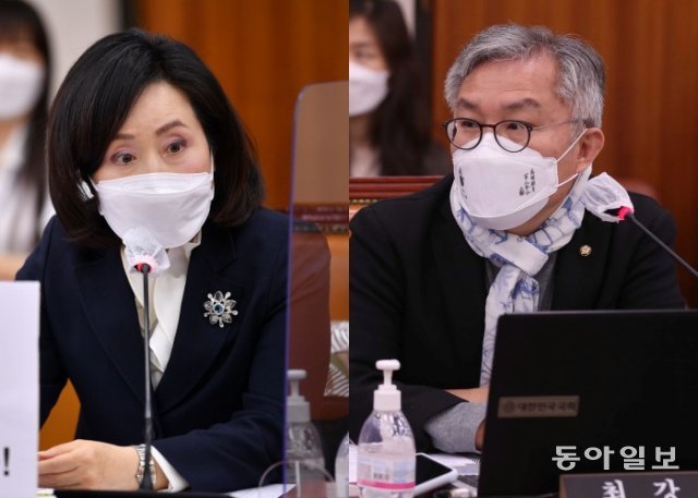 (왼쪽부터) 국민의힘 전주혜 의원, 더불어민주당 최강욱 의원.