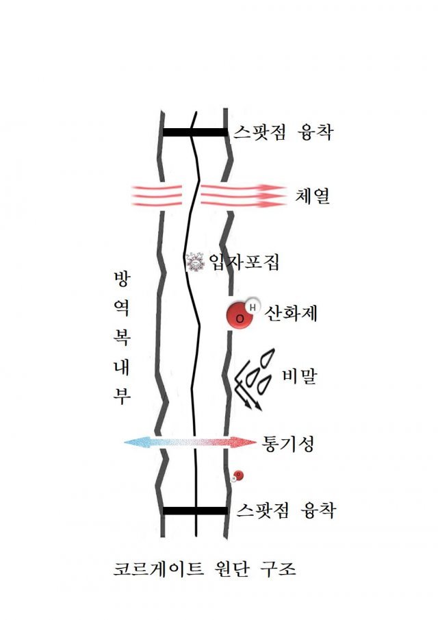 벨베리온 방역복의 스팟점 코르게이트 원단 구조. 출처 = 벨베리온