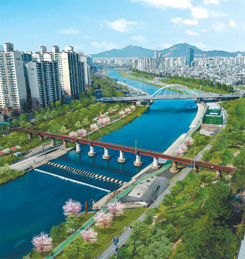 서울 동부간선도로 지하와 사업 예상 조감도. 차도가 사라진 중랑천 일대에는 수변공원이 조성된다. 서울시 제공