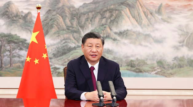 시진핑 중국 국가주석이 2022년 4월21일 보아오포럼 인사를 하고 있다(중국 중앙인민정부 홈페이지 갈무리)© 뉴스1