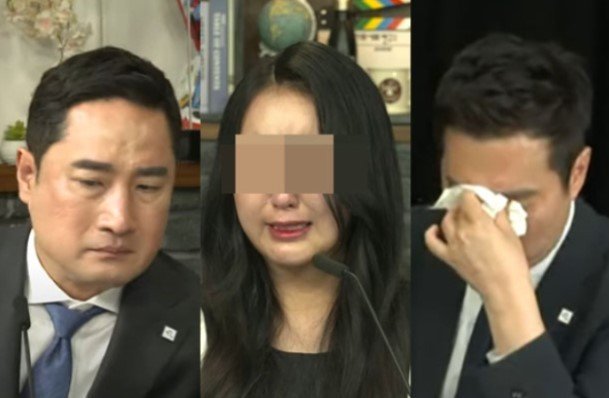 유튜브 채널 방송 가로세로연구소에 출연한 정유라(가운데)와 진행자 강용석 변호사(왼쪽)와 김세의 대표 (유튜브 갈무리) © 뉴스1