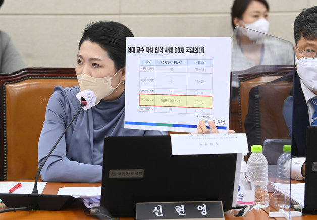 신현영 더불어민주당 의원이 3일 서울 여의도 국회에서 열린 정호영 보건복지부 장관 인사청문회에서 정 후보자에게 질의하고 있다. 사진공동취재단