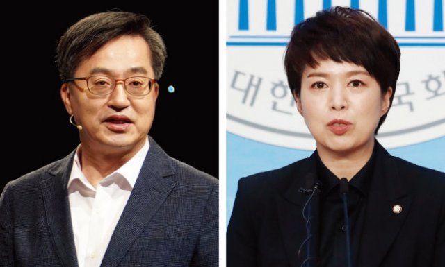 경기도지사 선거에 출마하는 더불어민주당 김동연  후보(왼쪽)와 국민의힘 김은혜 후보. [뉴시스]