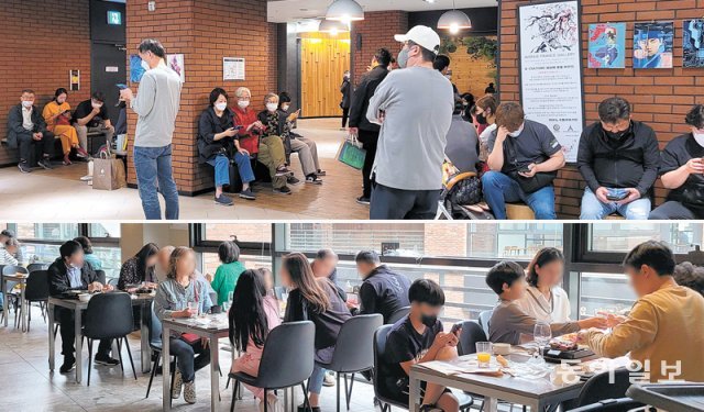 8일 오전 경기 성남시에 위치한 빕스 판교점 매장 앞에서 손님 60여 명이 입장을 기다리고 있다. 이날 매장은 어버이날과 어린이날을 겸해 방문한 단체 손님들로 북적였다.  성남=이지윤 기자 leemail@donga.com