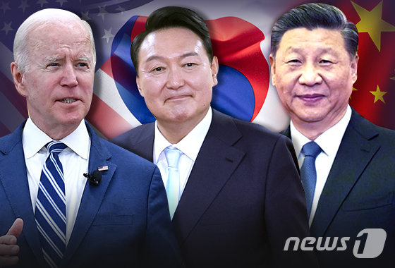 왼쪽부터 조 바이든 미국 대통령, 윤석열 대통령, 시진핑 중국 국가주석. © News1