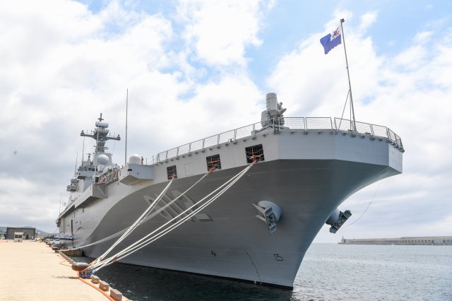 2022 환태평양훈련(RIMPAC)에 참가하는 14,500톤급 대형수송함 마라도함의 모습. 해군 제공