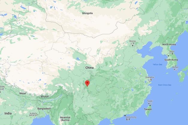 1일(현지시간) 지진이 발생한 쓰촨성 야안시 위치. 구글지도 갈무리