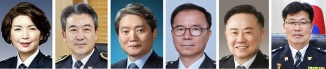 (왼쪽부터) 송정애 기획관, 윤희근 경비국장, 우철문 조정관, 김광호 울산청장, 박지영 전남청장, 이영상 경북청장