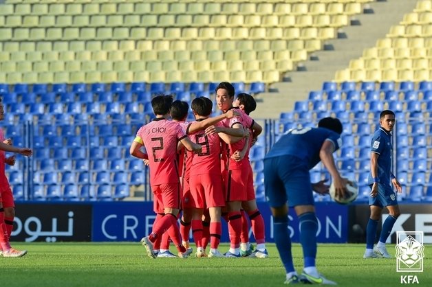 한국이 태국을 꺾고 2022 아시아축구연맹(AFC) U23 아시안컵 8강에 올랐다.(대한축구협회 제공) © 뉴스1